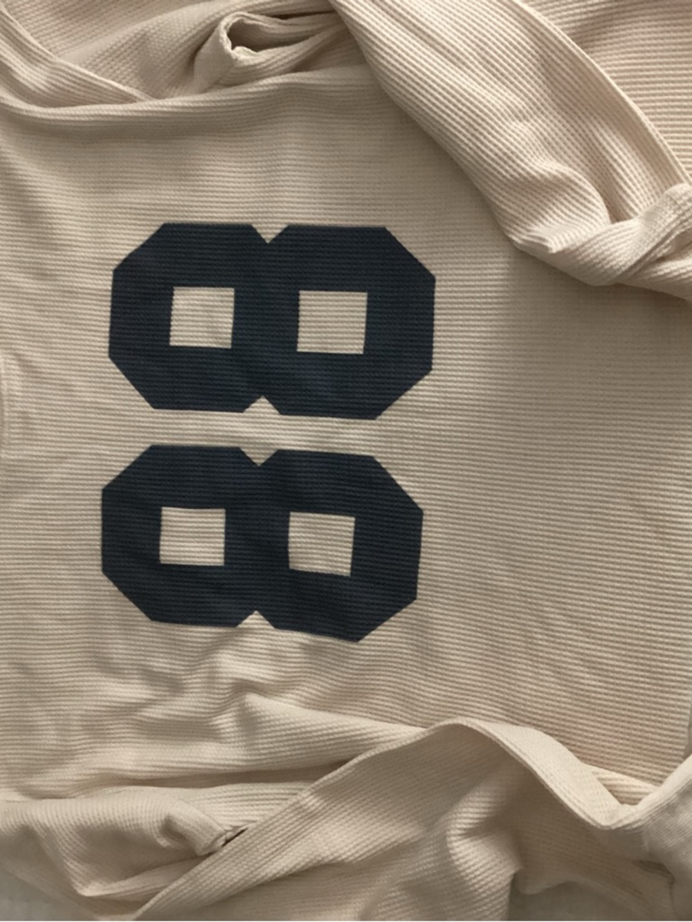 Edikted Cream Long Sleeve Tee with Navy Graphic 88